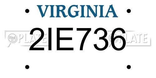 2IE736 Virginia License Plate