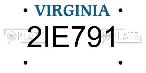 2IE791 Virginia License Plate