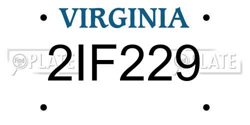 2IF229 Virginia License Plate