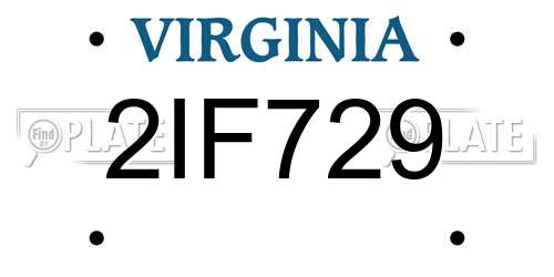 2IF729 Virginia License Plate