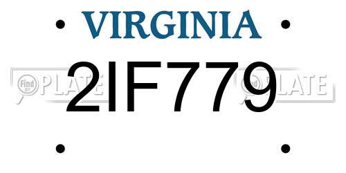 2IF779 Virginia License Plate