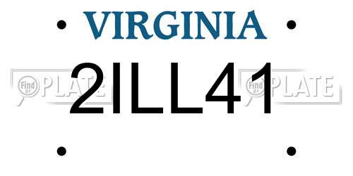 2ILL41 Virginia License Plate