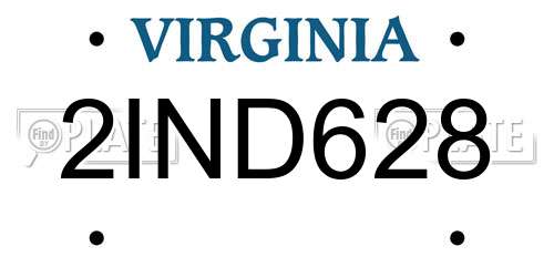 2IND628 Virginia License Plate