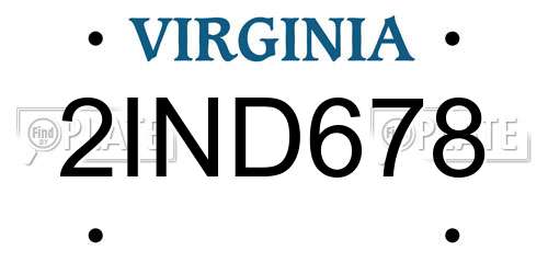 2IND678 Virginia License Plate