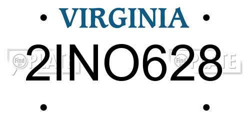 2INO628 Virginia License Plate