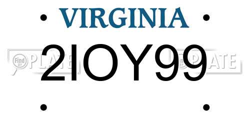 2IOY99 Virginia License Plate