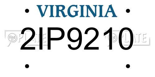 2IP9210 Virginia License Plate