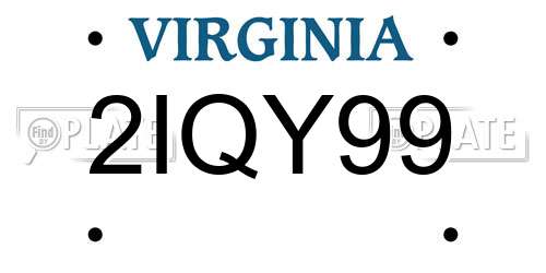 2IQY99 Virginia License Plate
