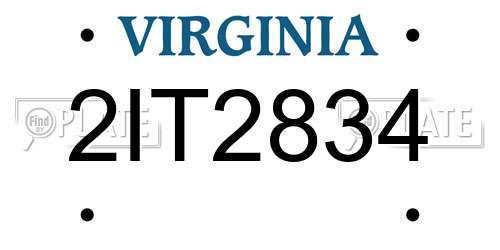 2IT2834 Virginia License Plate