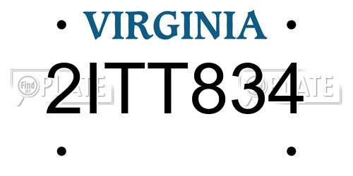 2ITT834 Virginia License Plate