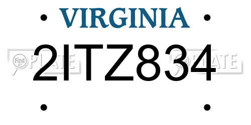 2ITZ834 Virginia License Plate