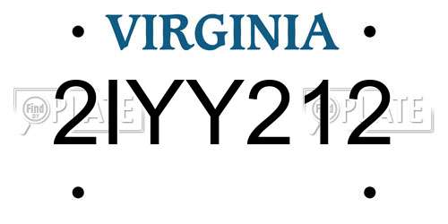 2IYY212 Virginia License Plate