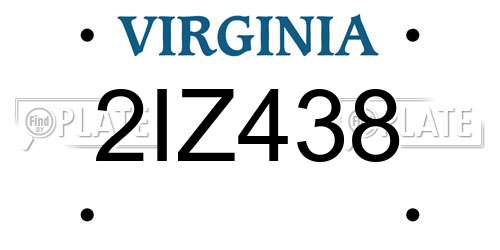 2IZ438 Virginia License Plate
