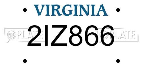 2IZ866 Virginia License Plate