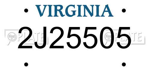 2J25505 Virginia License Plate
