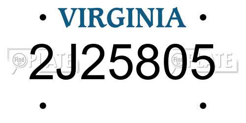 2J25805 Virginia License Plate