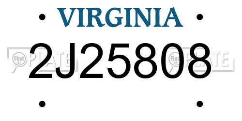 2J25808 Virginia License Plate