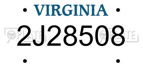 2J28508 Virginia License Plate