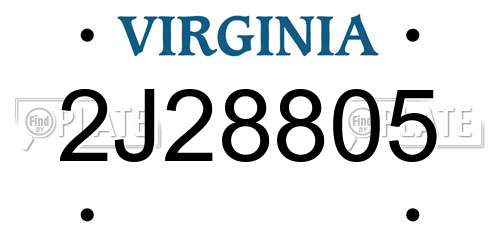 2J28805 Virginia License Plate
