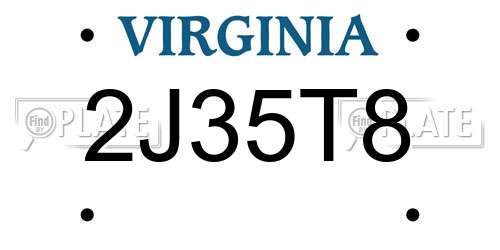 2J35T8 Virginia License Plate