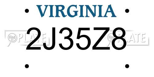 2J35Z8 Virginia License Plate