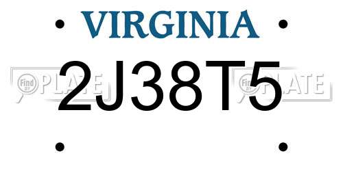 2J38T5 Virginia License Plate