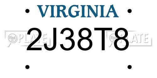 2J38T8 Virginia License Plate