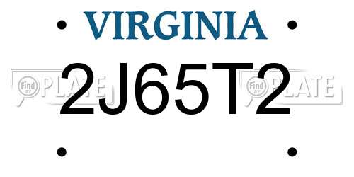 2J65T2 Virginia License Plate