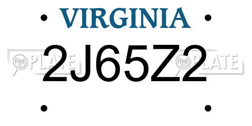 2J65Z2 Virginia License Plate
