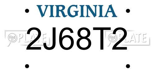 2J68T2 Virginia License Plate