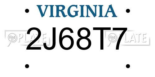 2J68T7 Virginia License Plate