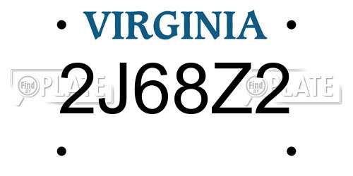 2J68Z2 Virginia License Plate