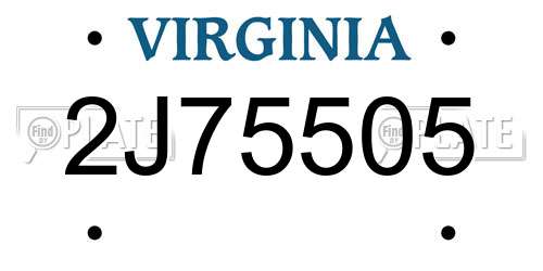 2J75505 Virginia License Plate