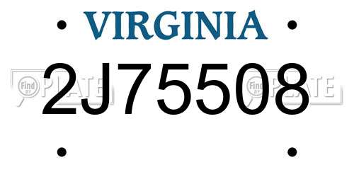 2J75508 Virginia License Plate