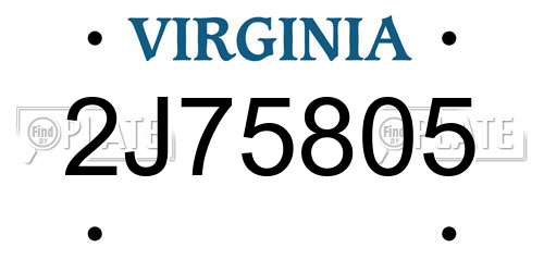 2J75805 Virginia License Plate