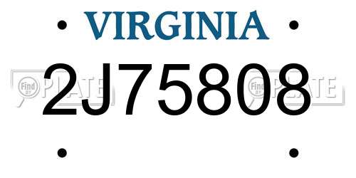 2J75808 Virginia License Plate