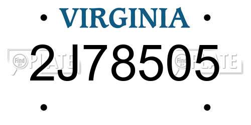 2J78505 Virginia License Plate