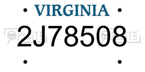 2J78508 Virginia License Plate