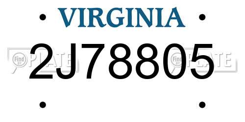 2J78805 Virginia License Plate