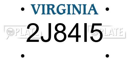 2J84I5 Virginia License Plate