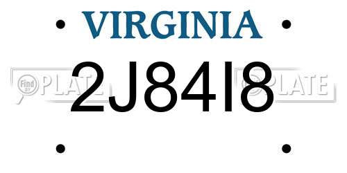 2J84I8 Virginia License Plate