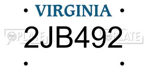 2JB492 Virginia License Plate