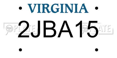 2JBA15 Virginia License Plate