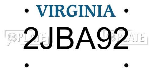 2JBA92 Virginia License Plate