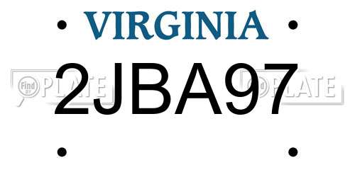 2JBA97 Virginia License Plate