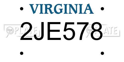2JE578 Virginia License Plate