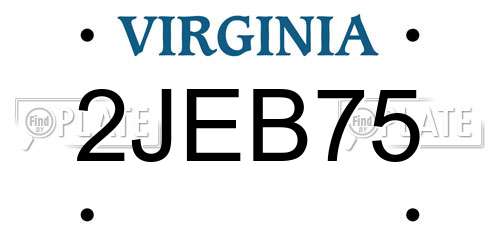 2JEB75 Virginia License Plate