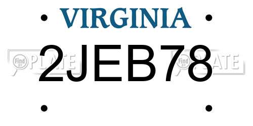 2JEB78 Virginia License Plate