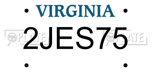 2JES75 Virginia License Plate