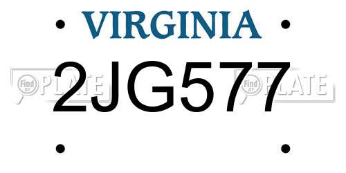 2JG577 Virginia License Plate